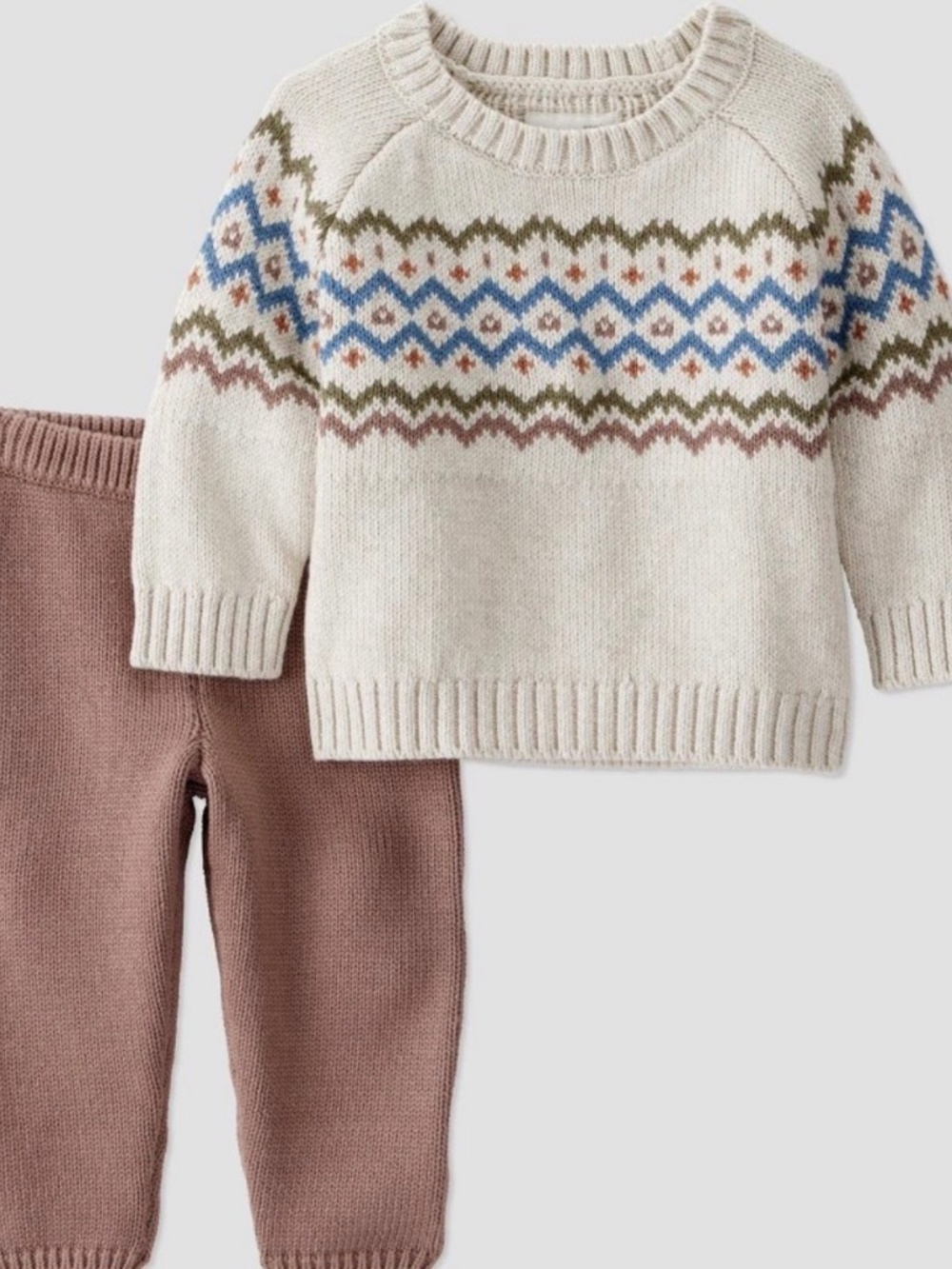 Little Planet Baby Organic Cotton Fair Isle Sweater Set & Carters Set 24m